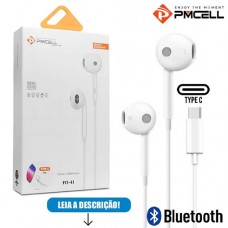 Fone de Ouvido Conexão Type C Bluetooth Intra Auricular PMCELL FO-41 Branco